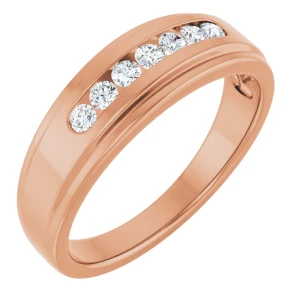 Dinalee Natural Rose Gold Bezel 7 Stone Diamond Ring