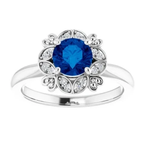 Alexandrina 1.09 Carat Blue Sapphire Round cut 