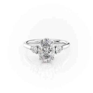 Jenefa Lab-Created Oval cut  Trilogy Engagement Diamond Ring