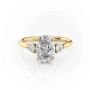 Jenefa Lab-Created Yellow Gold Trilogy Engagement Diamond Ring