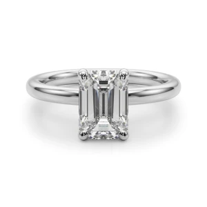 Linzy Lab-Created Emerald cut  Classic Solitaire Engagement Diamond Ring