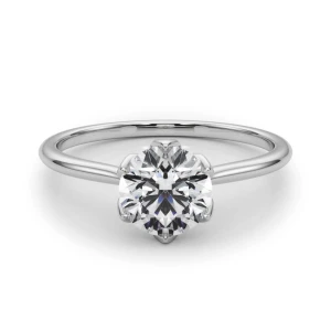 Maebry Lab-Created Diamond Silver 6 Prong Classic Solitaire Engagement Ring
