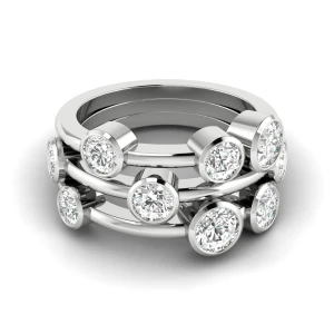 Vincella Lab-Created Round cut Bezel Set  Diamond Cluster Engagement Ring