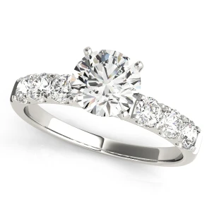 Asli Lab-Created Diamond Round cut 4 Prong  Side Stone Engagement Ring