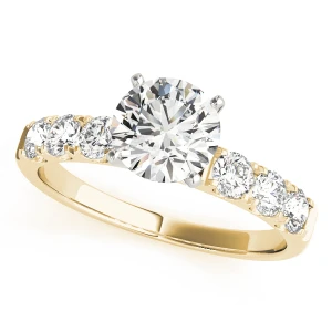Asli Lab-Created Diamond Yellow Gold 4 Prong Side Stone Engagement Ring