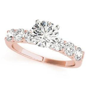 Sheeza Lab-Created Diamond Rose Gold 4 Prong Side Stone Engagement Ring