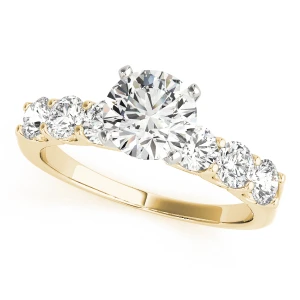 Sheeza Lab-Created Diamond Yellow Gold 4 Prong Side Stone Engagement Ring