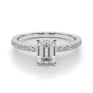 Creeda Lab-Created Diamond Silver 4 Prong Side Stone Engagement Ring