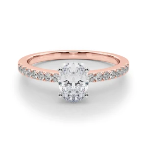 Creeda Oval Cut Lab-Created Diamond Rose Gold 4 Prong Side Stone Engagement Ring