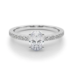 Creeda Lab-Created Diamond Silver 4 Prong Side Stone Engagement Ring