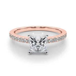 Creeda Princess Cut Lab-Created Diamond Rose Gold 4 Prong Side Stone Engagement Ring