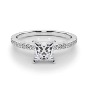 Creeda Lab-Created Diamond Princess cut 4 Prong  Side Stone Engagement Ring
