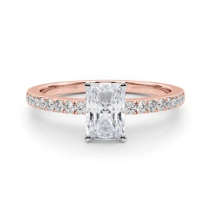 Creeda Lab-Created Diamond Rose Gold 4 Prong Side Stone Engagement Ring