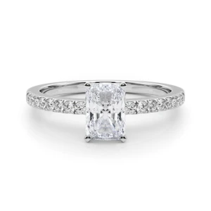 Creeda Lab-Created Diamond Radiant cut 4 Prong  Side Stone Engagement Ring