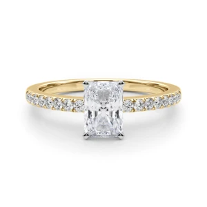 Creeda Lab-Created Diamond Yellow Gold 4 Prong Side Stone Engagement Ring