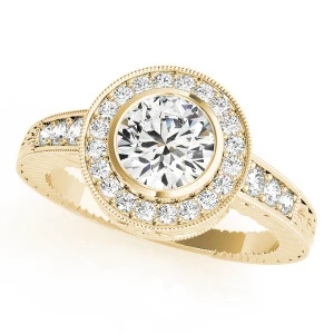 Karly Natural Yellow Gold Halo Engagement Diamond Ring