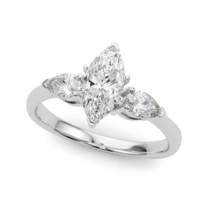 Valissa Lab-Created Diamond Marquise cut 6 Prong Set  Trilogy Engagement Ring