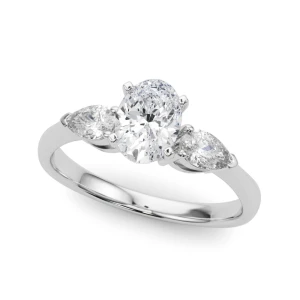 Vanden Lab-Created Diamond 4 Prong Set Trilogy Engagement Ring