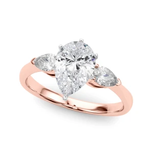 Veta Lab Grown Diamond Rose Gold 6 Prong Set Trilogy Engagement Ring