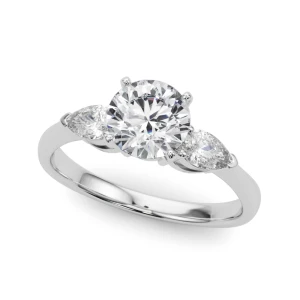 Vihaa Lab-Created Diamond Round cut 4 Prong Set  Trilogy Engagement Ring