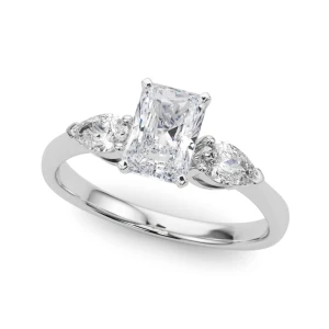 Viya Lab-Created Diamond Radiant cut 4 Prong Set  Trilogy Engagement Ring