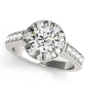 Jenevieve Natural Round cut  Halo Engagement Diamond Ring