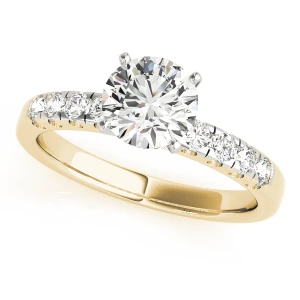 Airlin Lab-Created Diamond Yellow Gold 4 Prong Side Stone Engagement Ring