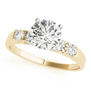 Celin Lab-Created Diamond Yellow Gold 4 Prong Side Stone Engagement Ring