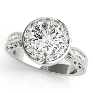 Elinah Lab-Created Diamond Round cut 4 Prong  Halo Engagement Ring