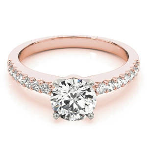 Rincya Lab-Created Diamond Rose Gold 4 Prong Side Stone Engagement Ring