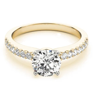 Rincya Lab-Created Diamond Yellow Gold 4 Prong Side Stone Engagement Ring