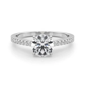 Rinsy Lab-Created Diamond Round cut 4 Prong  Side Stone Engagement Ring