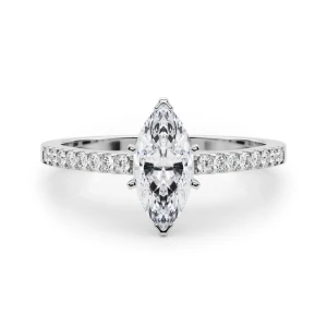 Rinsy Lab-Created Diamond Marquise cut 6 Prong  Side Stone Engagement Ring