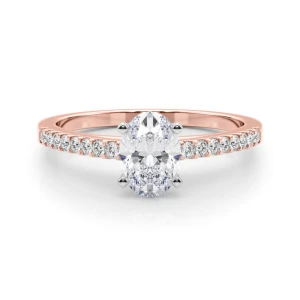 Rinsy Oval Cut Lab-Created Diamond Rose Gold 4 Prong Side Stone Engagement Ring
