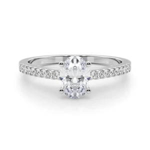 Rinsy Lab-Created Diamond Silver 4 Prong Side Stone Engagement Ring