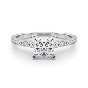 Rinsy Lab-Created Diamond Princess cut 4 Prong  Side Stone Engagement Ring