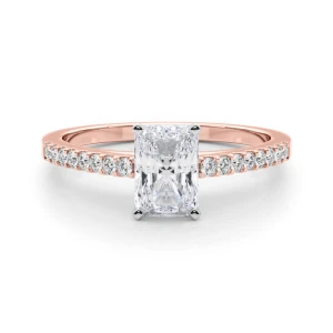 Rinsy Lab-Created Diamond Rose Gold 4 Prong Side Stone Engagement Ring