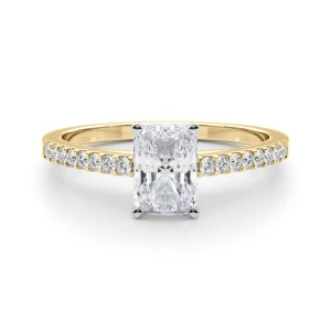 Rinsy Lab-Created Diamond Yellow Gold 4 Prong Side Stone Engagement Ring