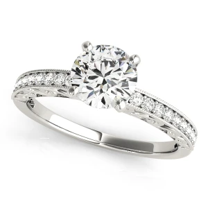 Mira Lab-Created Diamond Round cut 4 Prong  Side Stone Engagement Ring