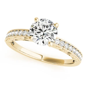 Mira Lab-Created Diamond Yellow Gold 4 Prong Side Stone Engagement Ring