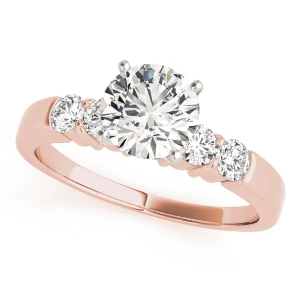 Deflin Lab-Created Diamond Rose Gold 4 Prong Side Stone Engagement Ring