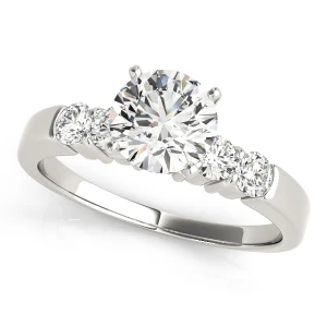 Deflin Lab-Created Diamond Round cut 4 Prong  Side Stone Engagement Ring