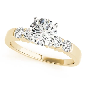 Deflin Lab-Created Diamond Yellow Gold 4 Prong Side Stone Engagement Ring