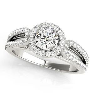 Lili Natural White Gold Halo Diamond Ring