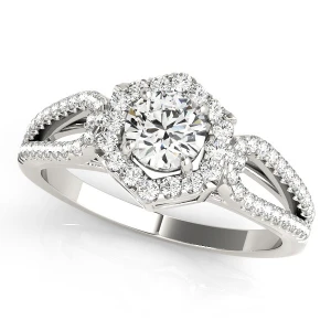 Joni Natural White Gold Halo Diamond Ring
