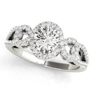 Jrue Natural White Gold Halo Diamond Ring