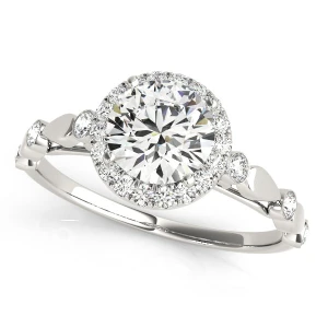 Lenore Natural White Gold Halo Diamond Ring