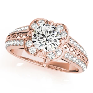 Alica Lab Grown Diamond Rose Gold 4 Prong Halo Engagement Ring