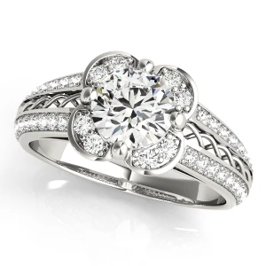 Alica Lab-Created Diamond Round cut 4 Prong  Halo Engagement Ring