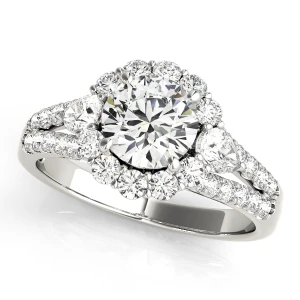 Misba Lab-Created Diamond Round cut 4 Prong  Halo Engagement Ring